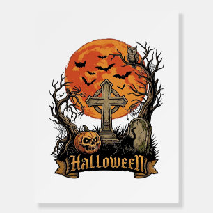 Halloween Cross Gravestone Skull Pumpkin Black Cat Foam Board