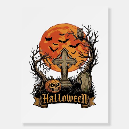 Halloween Cross Gravestone Skull Pumpkin Black Cat Foam Board