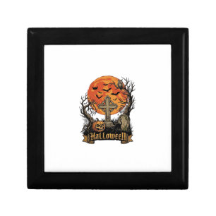 Halloween Cross Gravestone Skull Pumpkin Black Cat Gift Box