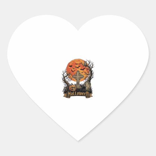 Halloween Cross Gravestone Skull Pumpkin Black Cat Heart Sticker