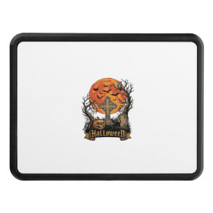 Halloween Cross Gravestone Skull Pumpkin Black Cat Hitch Cover