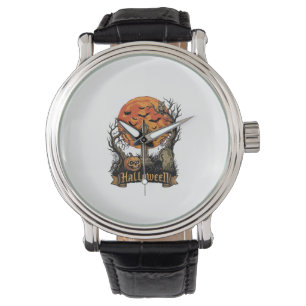 Halloween Cross Gravestone Skull Pumpkin Black Cat Watch