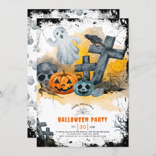 Halloween crosses and ghost party invitation