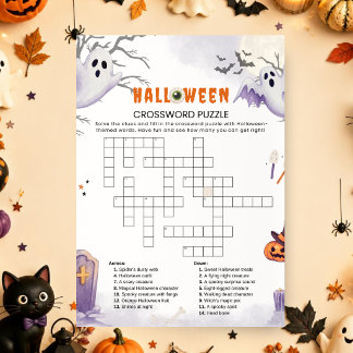 Halloween Crossword Puzzle Game | Spooky Party  Invitation