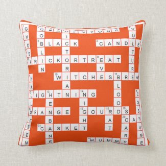 Halloween Crossword Puzzle Themed Pillow