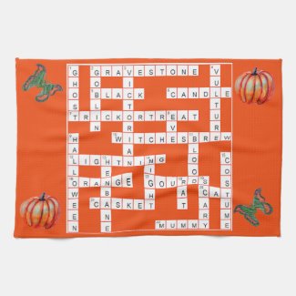 Halloween Crossword Puzzle-Themes Kitchen Towel