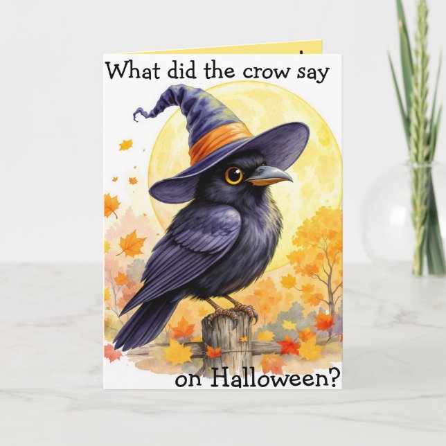 "Halloween Crow" Children's Joke Halloween Card (Front)