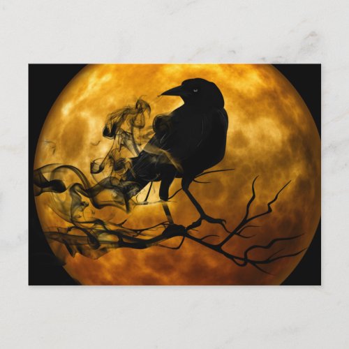 Halloween crow in the night postcard
