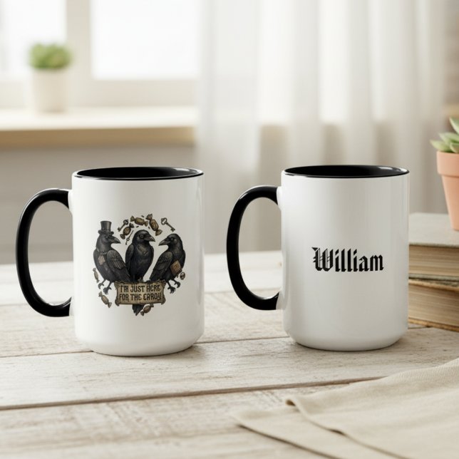 Halloween Crows Candy Trick or Treat Mug (Custom Halloween mug for a friend's spooky season)