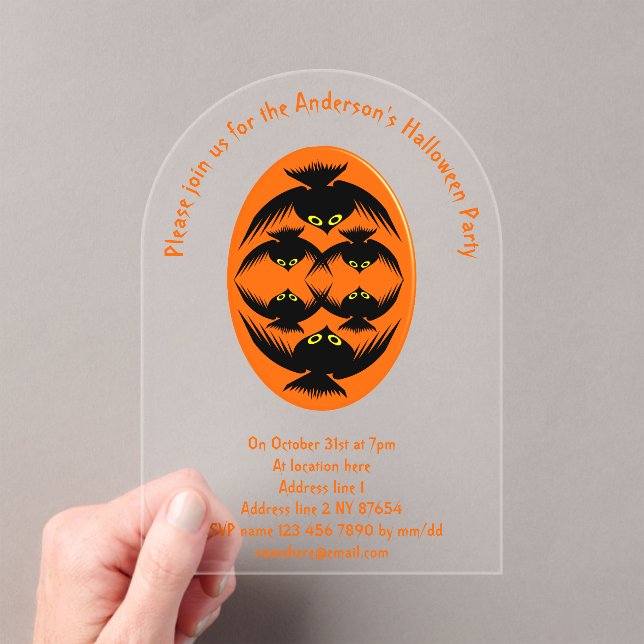 Halloween Crows Custom Acrylic Invitations (Insitu (Handheld))