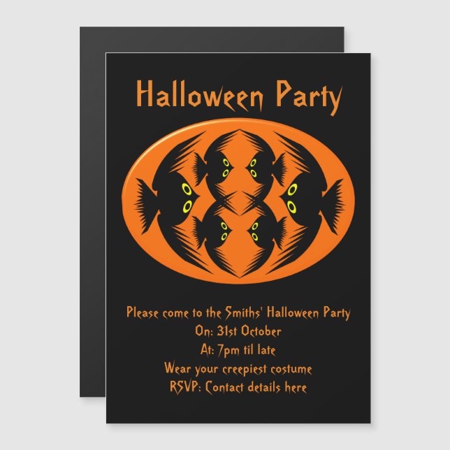 Halloween Crows Magnetic Party Invites (Front/Back)