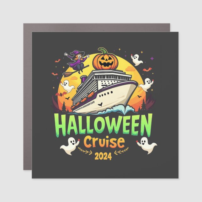 Halloween Cruise 2024 Spooky Cruisng Familly Trip Car Magnet (Front)
