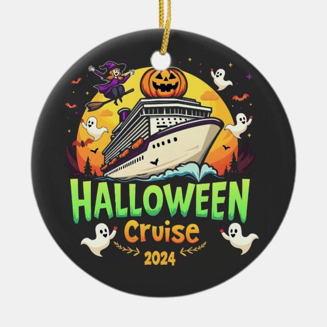 Halloween Cruise 2024 Spooky Cruisng Familly Trip Ceramic Ornament (Front)