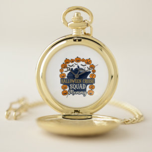 Halloween Cruise Squad Mommy Ship Pumpkins Bats_1 Pocket Watch