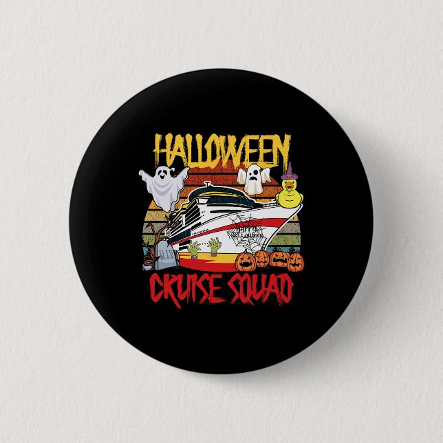 Halloween Cruise Squad Rubber Duck Hunting Ship Bo Button (Front)