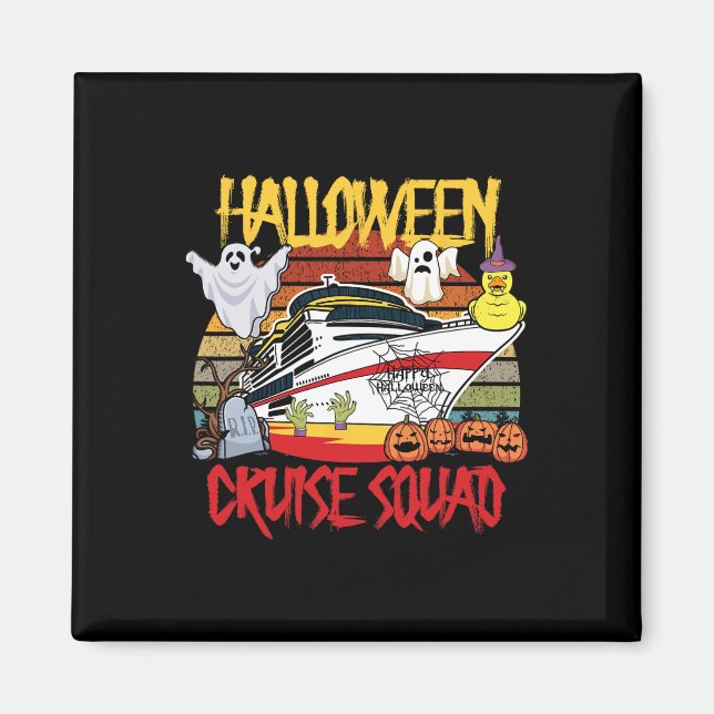 Halloween Cruise Squad Rubber Duck Hunting Ship Bo Magnet (Front)