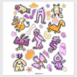 Halloween Cryptid Monsters Cartoon Pattern Sticker