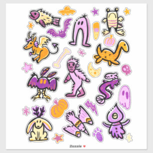 Halloween Cryptid Monsters Cartoon Pattern Sticker