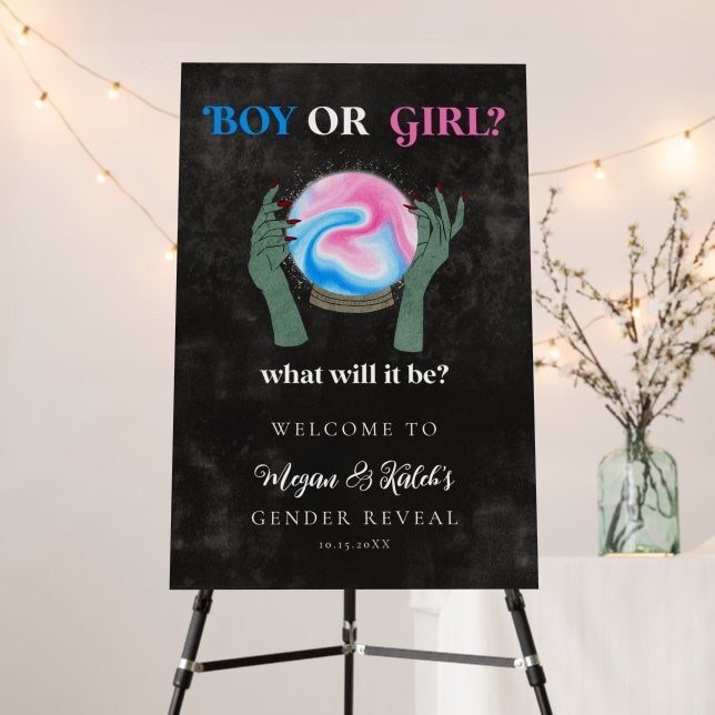 Halloween Crystal Ball Gender Reveal Welcome Sign (In Situ (Stand))