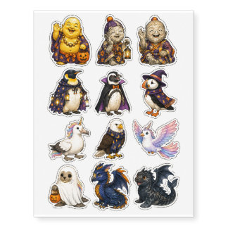 Halloween Culture and Creatures Temporary Tattoos