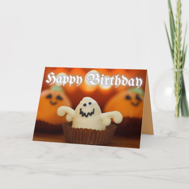 Halloween Cupcake Birthday Card (Front)