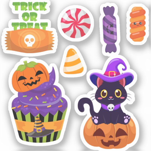 Halloween Cupcake Candy Corn  Sticker (Front)