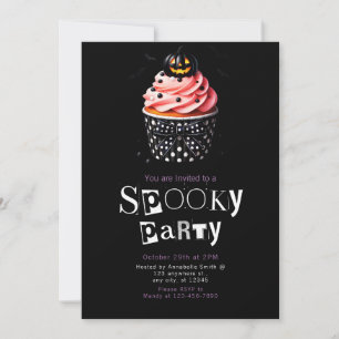 Halloween Cupcake Cute Modern Minimalist Halloween Invitation