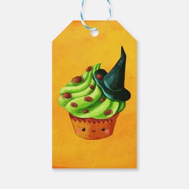 Halloween Cupcake Full Of Tiny Spiders Gift Tags