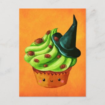 Halloween Cupcake Full Of Tiny Spiders Postcard by colonelle at Zazzle