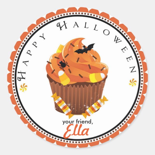 Halloween cupcake goodie bag favor stickers (Front)