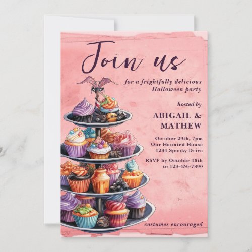 Halloween Cupcakes Trendy Halloween Party Invitation