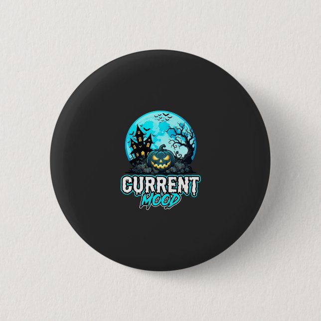 Halloween Current Mood Haunted Pumpkin Button (Front)
