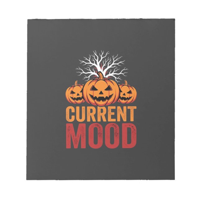 Halloween Current Mood Pumpkin Tree Design Notepad (Front)