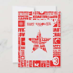 Halloween Custom Cool Whimsical Typography Red Postcard