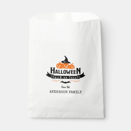Halloween Custom Name Trick or Treat Pumpkin Favor Bag