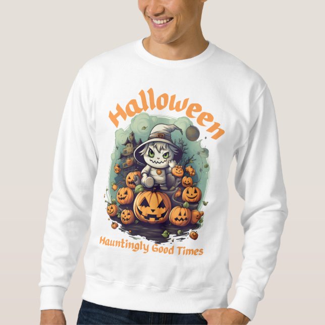 Halloween Custom Pumpkin & Ghost for Couples Sweatshirt (Front)