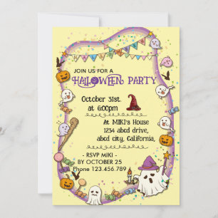 Halloween Custom Spooky Cute Whimsical Yellow Invitation