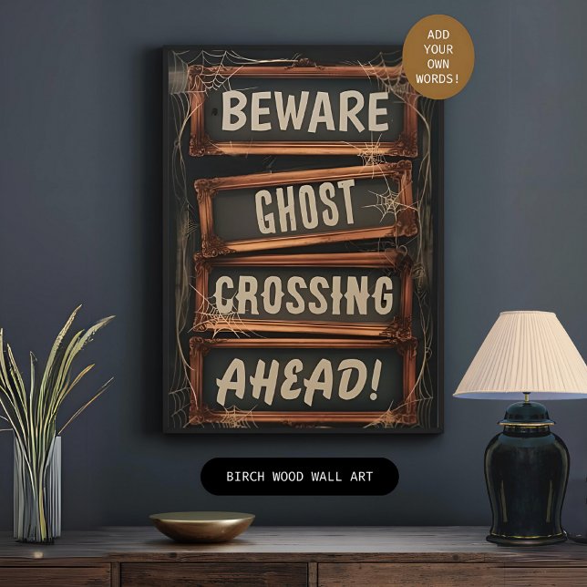 Halloween Custom Spooky Season Ghost Crossing Wood Wall Art (Creator Uploaded)