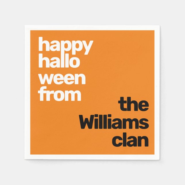 Halloween – Custom text Orange Party Napkins (Front)