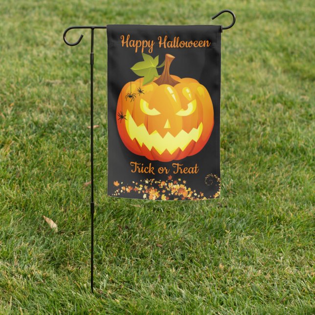 Halloween Custom Trick or Treat  Scary Pumpkin Garden Flag (In SItu)