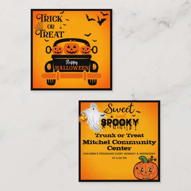 Halloween Custom Trunk or Treat Insert 100 Cards  (Front/Back)