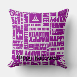 Halloween Custom Whimsical Cool Funny Purple Throw Pillow