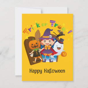 Halloween Custom Whimsical Cute Witch Girl Postcard