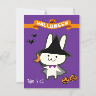 Halloween Custom Whimsical Cute Wizard Rabbit Postcard