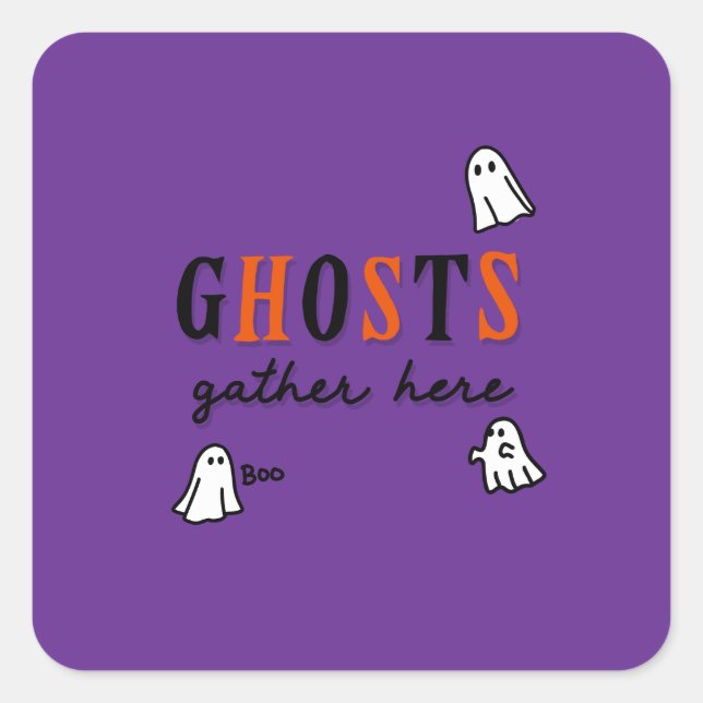 Halloween Custom Whimsical Funny Modern Purple Square Sticker (Front)