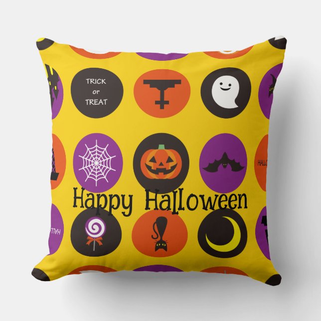 Halloween Custom Whimsical Funny Pattern  Throw Pillow (Front)