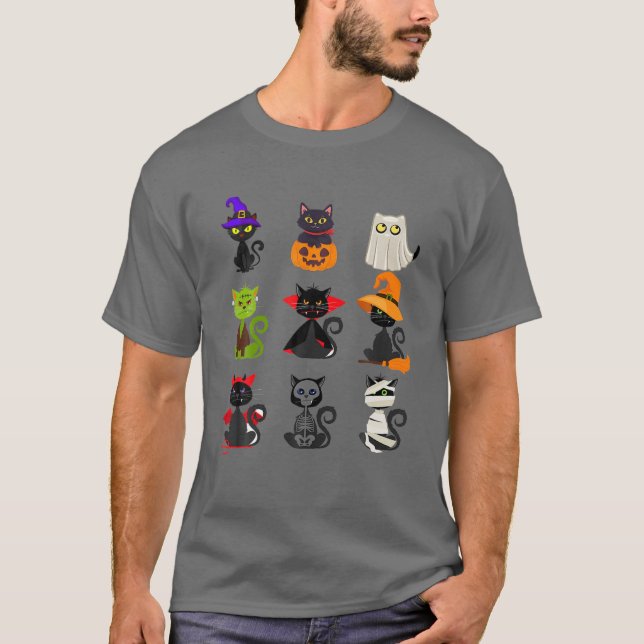 Halloween Custome Cat Disguise Witch Pumpkin Boo S T-Shirt (Front)