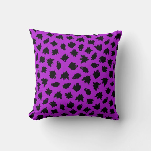 Halloween Customize Purple Ghost Cotton 16"X16" Throw Pillow (Front)