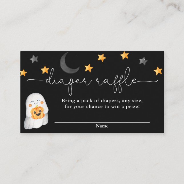 Halloween cute baby ghost fall diaper raffle cards (Front)