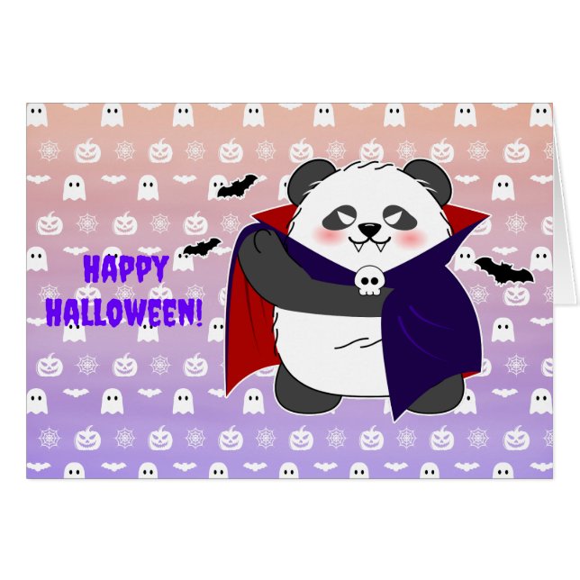 Halloween Cute Baby Panda Dracula Vampire Cards (Front Horizontal)